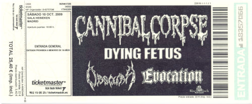Cannibal Corpse, Dyning Fetus, 10 de octubre de 2009