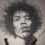 Vince Low, Simply Scribbly exhibition in Singapore, «Jimi Hendrix» progress