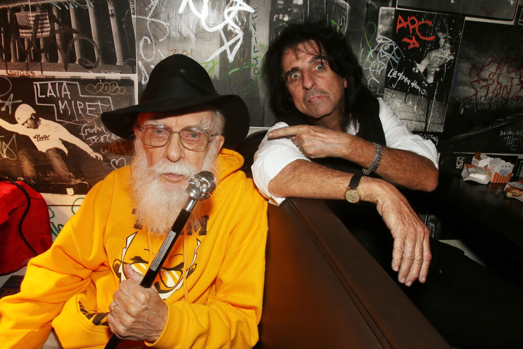 James Randi and Alice Cooper attend the after party for the "Super Duper Alice Cooper" premiere at the Lit Lounge during the 2014 Tribeca Film Festival at on April 17, 2014 in New York City